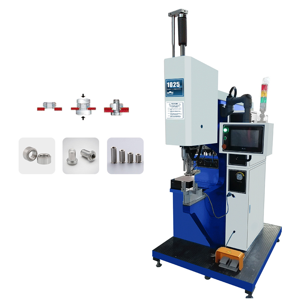 Pantalla táctil CNC 1025MSPe Instale rápidamente 4 sujetadores diferentes en una máquina de inserción de hardware de panel